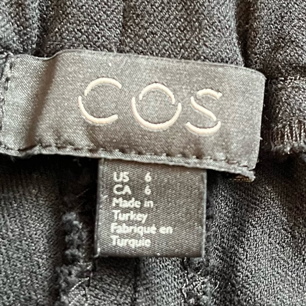 COS Black Pull On Trousers, Slim Fit Straight Leg Elasticized Waist, Size 6 - Picture 9 of 10